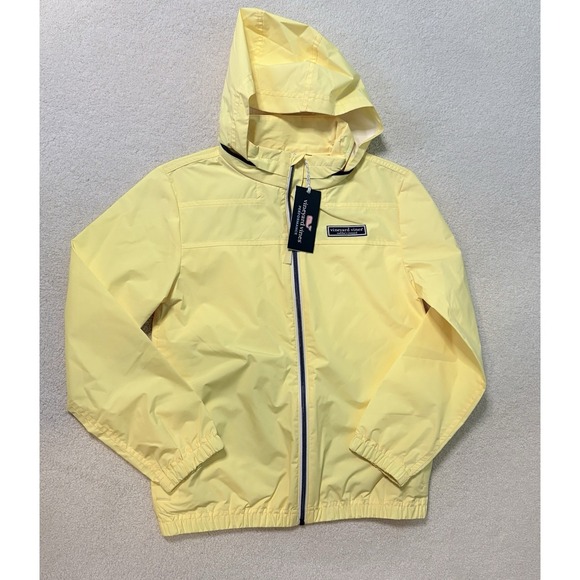 Vineyard Vines Storm Shep Windbreaker Hooded Full Zip Jacket Kids Lemon Yellow M
